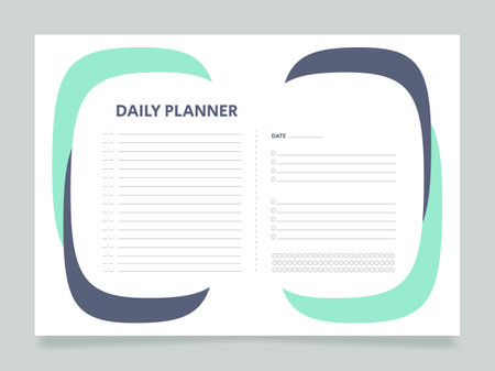 Personal tasks daily planner worksheet design template. Printable goal setting sheet. Editable time management sample. Scheduling page for organizing personal tasks. Arial Regular font usedのイラスト素材