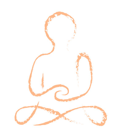 Lotus position brochure element design. Meditation and relaxation. Vector illustration with empty copy space for text. Editable shape for poster decoration. creative and customizable componentのイラスト素材