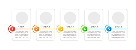 Scheduling resources and costs infographic chart design template. Abstract infochart with copy space. Instructional graphics with 5 step sequence. visual data presentation. Arial Regular font usedのイラスト素材