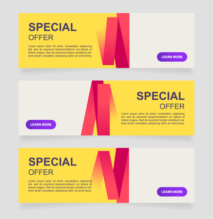 Discount and hot special office web banner design template. Vector flyer with text space. Advertising poster with customized copyspace. Printable poster for advertising. Arial font usedのイラスト素材