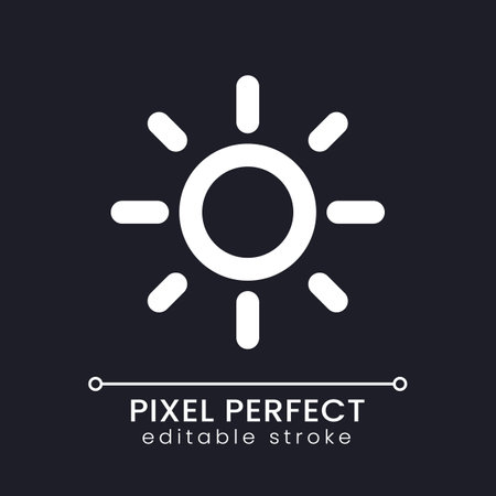 Brightness pixel perfect white linear ui icon for dark theme. Smartphone screen settings. Vector line pictogram. Isolated user interface symbol for night mode. Editable stroke. Poppins font usedのイラスト素材