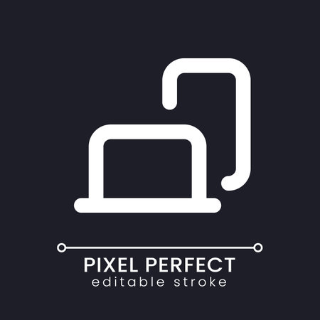 Devices pixel perfect white linear ui icon for dark theme. Connected gadgets. active sessions. Vector line pictogram. Isolated user interface symbol for night mode. Editable stroke. Poppins font usedのイラスト素材