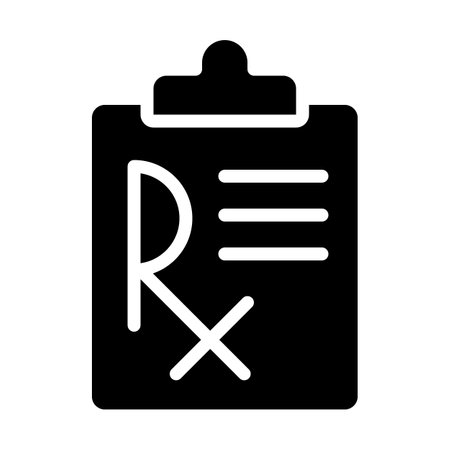 Medical prescription black glyph icon. disease treatment. Medication therapy. Abbreviation. Drug for patient to take. Silhouette symbol on white space. solid pictogram. Vector isolated illustrationのイラスト素材
