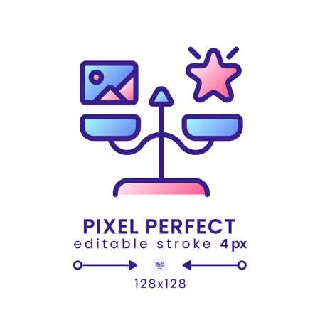 Implicit association testing gradient fill desktop icon. Physiological signals measurement. Pixel perfect 128x128, outline 4px. Modern colorful linear symbol. Vector isolated editable RGB elementのイラスト素材