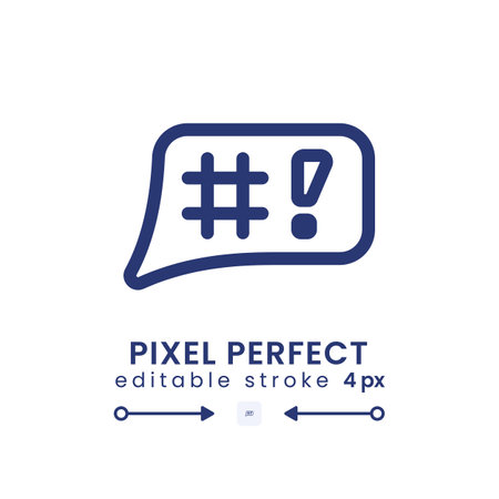 Speech bubble with symbols linear desktop icon. emotional communication. online chat. Pixel perfect, outline 4px. GUI, UX design. Isolated user interface element for website. editable strokeのイラスト素材