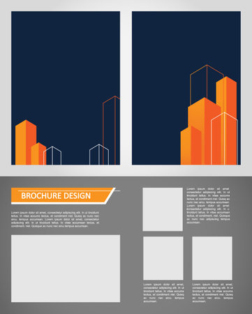 Urban planning blank brochure design elements set. architecture service. Printable poster with customized copyspace. Kit with shapes and frames for leaflet decoration. Calibri, Arial fonts usedのイラスト素材