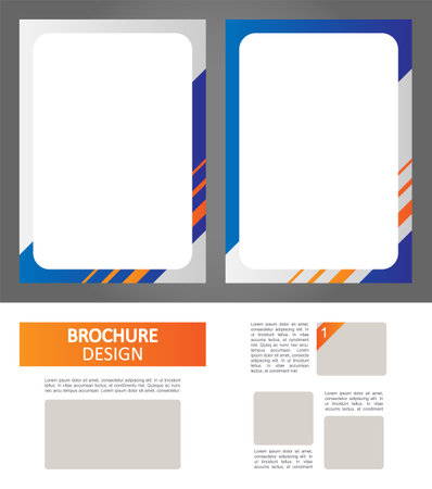 Brand awareness blank brochure design elements set. business promotion. Printable poster with customized copyspace. Kit with shapes and frames for leaflet decoration. Calibri, Arial font usedのイラスト素材