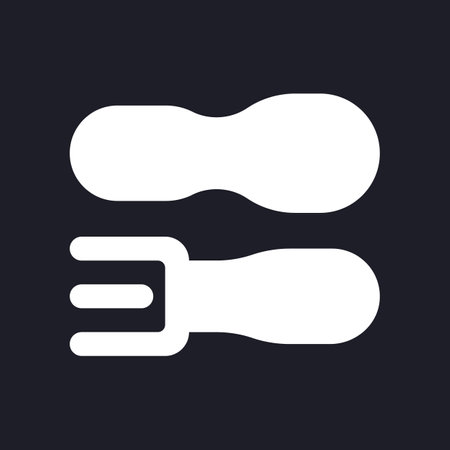 Restaurant dark mode glyph ui icon. public place. Hotel service. user interface design. White silhouette symbol on black space. Solid pictogram for web, mobile. Vector isolated illustrationのイラスト素材