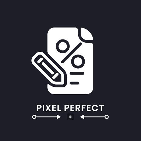 Taxes document white solid desktop icon. interest rate. bank agreement. business fee. Pixel perfect, outline 4px. Silhouette symbol for dark mode. Glyph icon. Vector isolated imageのイラスト素材