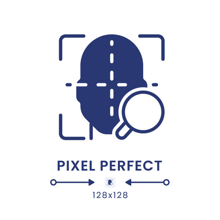 Facial coding black solid desktop icon. face recognition. Measuring human emotions. Pixel perfect 128x128, outline 4px. Silhouette symbol on white space. Glyph pictogram. isolated vector imageのイラスト素材
