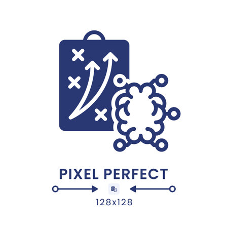 Neuromarketing strategies black solid desktop icon. consumer behavior. brain activity. Pixel perfect 128x128, outline 4px. Silhouette symbol on white space. Glyph icon. isolated vector imageのイラスト素材