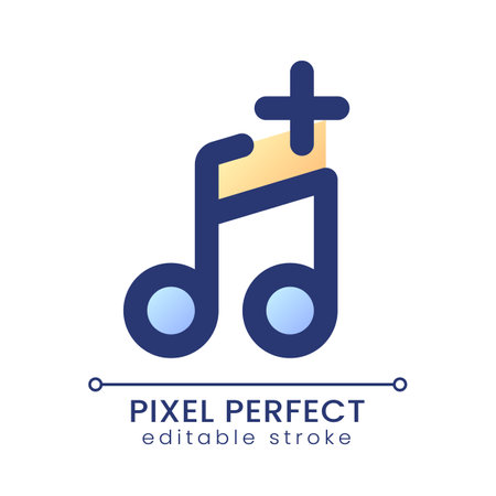 Add audio pixel perfect gradient fill ui icon. Replace background music. Combine footage and song. Modern colorful line symbol. GUI, UX design for app, web. Vector isolated editable RGB elementのイラスト素材