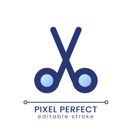 Cut pixel perfect gradient fill ui icon. scissor sign. Modify content. Divide footage file. Modern colorful line symbol. GUI, UX design for app, web. Vector isolated editable RGB elementのイラスト素材