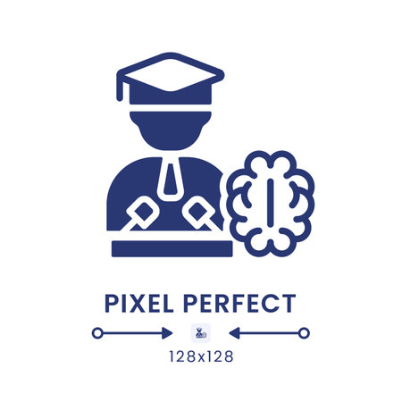 Neuror influence black solid desktop icon. cognitive neuroscience. social networks. Pixel perfect 128x128, outline 4px. Silhouette symbol on white space. Glyph icon. isolated vector imageのイラスト素材