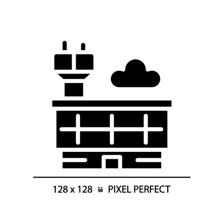 2D pixel perfect glyph style building icon, isolated vector, silhouette illustration.のイラスト素材