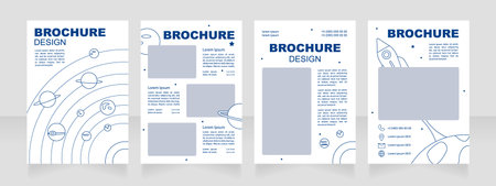 Choosing university for space science blank brochure design. Template set with copy space for text. Premade corporate reports collection. Editable 4 paper pages. Arial Black, Regular fonts usedのイラスト素材