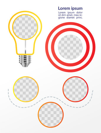 Start create solutions infographic chart design element set. Prototyping. Abstract vector symbols for infochart with blank copy spaces. Instructional graphics kit. Arial, Segoe UI Emoji fonts usedのイラスト素材
