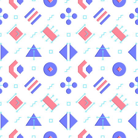 Colorful convex shapes seamless pattern design. Abstract shapes on white background. Vector design with repeating graphic elements. Geometric texture for wallpaper, poster, websiteのイラスト素材