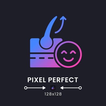 Galvanic skin response purple solid gradient desktop icon on black. Emotion recognition. marketing stimuli. Pixel perfect 128x128, outline 4px. Glyph pictogram for dark mode. isolated vector imageのイラスト素材