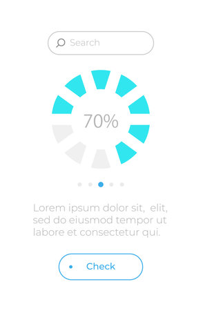 Progress circle chart UI element template. Editable isolated vector dashboard component. flat user interface. visual data presentation. Web design widget for mobile application with light themeのイラスト素材