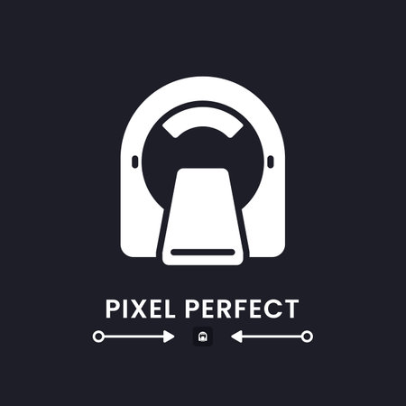 MRI machine white solid desktop icon. medical equipment. magnetic resonance imaging. Pixel perfect, outline 4px. Silhouette symbol for dark mode. Glyph icon. Vector isolated imageのイラスト素材