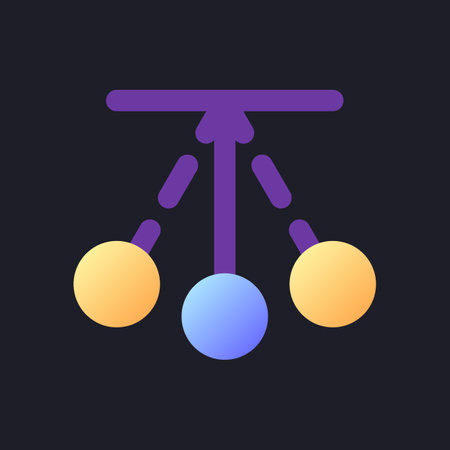 Pendulum animation flat gradient fill ui icon for dark theme. back and forth motion. film editing. Pixel perfect color pictogram. GUI, UX design on black space. Vector isolated RGB illustrationのイラスト素材