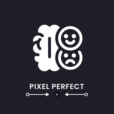 Human emotions white solid desktop icon. brain process. neuro marketing. cognitive appraisal. Pixel perfect, outline 4px. Silhouette symbol for dark mode. Glyph icon. Vector isolated imageのイラスト素材