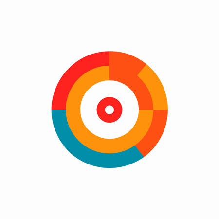 Financial service filled multicolor logo. finance planning. target sign. design element. Created with artificial intelligence. AI art for corporate branding, investment company, consulting firmの素材