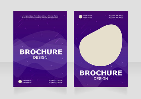Recreational space travel promotion blank brochure design. Template set with copy space for text. Premade corporate reports collection. Editable 2 paper pages. Arial Black, Regular fonts usedのイラスト素材