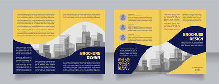 Ukrainian construction company blank brochure design. Development. Template set with copy space for text. Premade corporate reports collection. Editable 4 paper pages. Myriad Pro, Cairo fonts usedのイラスト素材