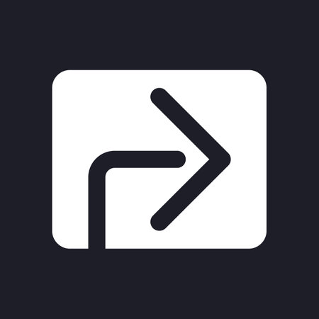 Forward arrow dark mode glyph ui icon. social networks. repost. user interface design. White silhouette symbol on black space. Solid pictogram for web, mobile. Vector isolated illustrationのイラスト素材