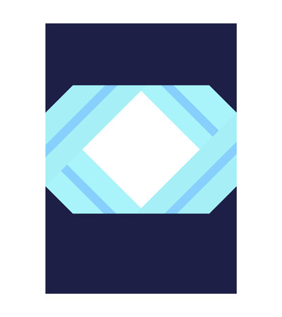 Blue dark frame with geometric shape in center brochure element design. Vector illustration with empty copy space for text. Editable shape for poster decoration. creative and customizable frameのイラスト素材