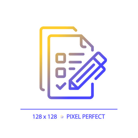 2D pixel perfect gradient checklist icon, isolated vector, thin line document illustration.のイラスト素材