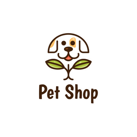 Pet nutrition filled outline multicolor . healthy eating. Puppy silhouette. leaf symbol. design element. visual identity. vector graphic. Perfect for corporate branding, pet shop, dog productのイラスト素材
