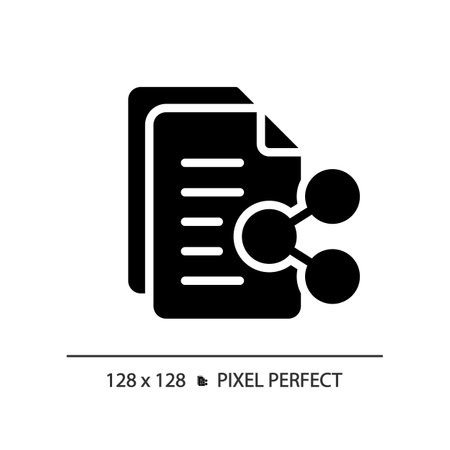 2D pixel perfect glyph style document sharing icon, isolated vector, silhouette document illustrationのイラスト素材