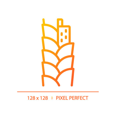 2D pixel perfect grooming tool gradient icon, isolated vector, haircare thin line simple orange illustration.のイラスト素材