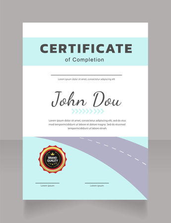 Internship certificate design template. Vector diploma with customized copyspace and borders. Printable document for awards and recognition. Kanit, Cabin, Dancing Script Bold, Regular fonts usedのイラスト素材