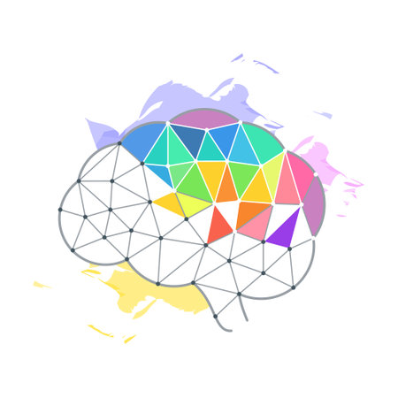 Rainbow creative brain vector design element. Abstract customizable symbol for infographic with...