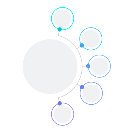 Round blue schematic infographic chart design template. system components. Abstract infochart with copy space. Instructional graphics with 6 step sequence. Visual data presentationのイラスト素材