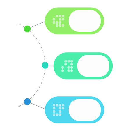 Green and blue schematic diagram vector design element. Abstract customizable symbol for infographic with blank copy space. Editable shape for instructional graphics. Visual data presentation componentのイラスト素材