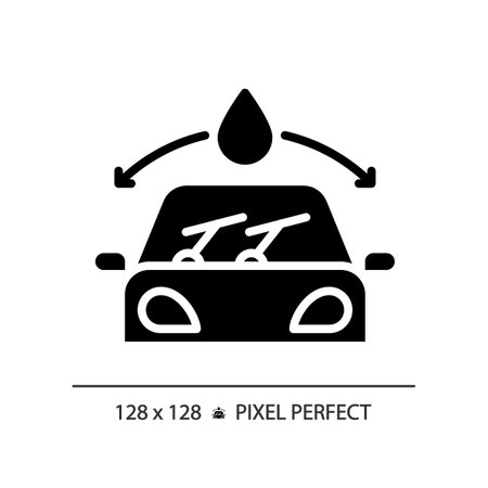 2D pixel perfect glyph style car windshield icon, isolated vector, simple silhouette illustration representing car service and repair.のイラスト素材