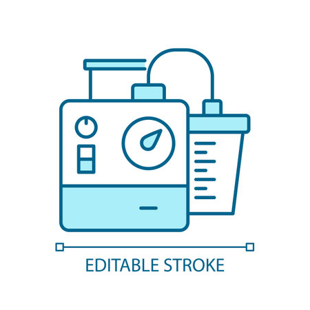 2D pixel perfect editable blue dialysis equipment icon, isolated monochromatic vector, thin line illustration representing medical care equipment.のイラスト素材