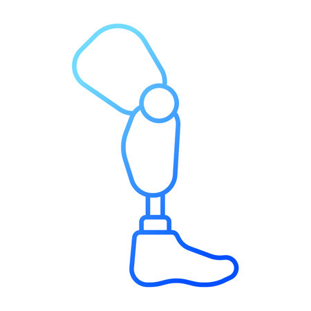 2D pixel perfect gradient prosthetic leg icon, isolated vector, thin line illustration representing medical care equipment.のイラスト素材