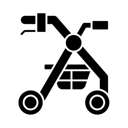 2D pixel perfect glyph style rollator icon, isolated vector, silhouette illustration representing medical care equipment.のイラスト素材