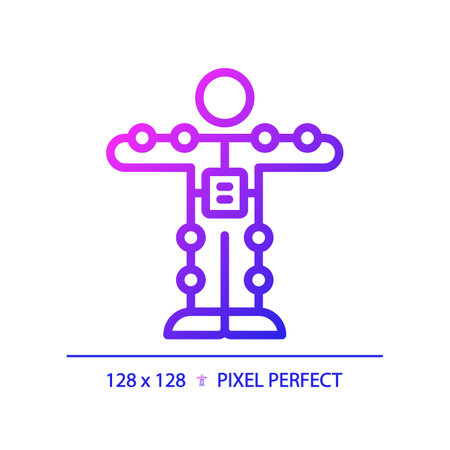 2D pixel perfect gradient motion capture suit icon, isolated simple vector, thin line illustration representing VR, AR and MR.のイラスト素材