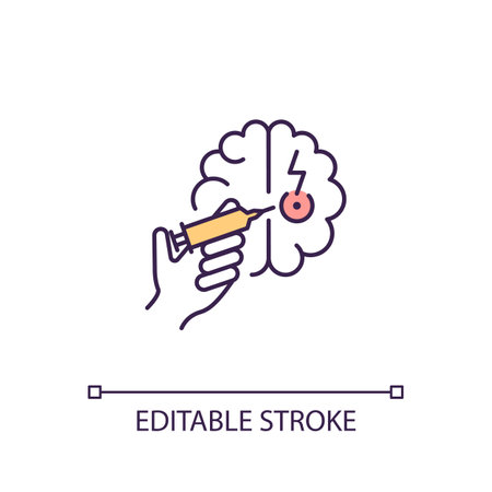 2D simple editable neural stem cells icon representing cell therapy, isolated vector, thin line illustration.のイラスト素材