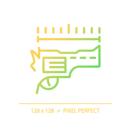 2D pixel perfect gradient barrel length icon, isolated vector, thin line illustration representing weapons.のイラスト素材