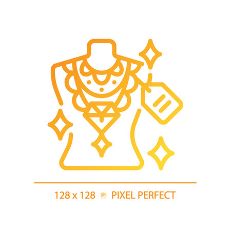 Pure world class arabic jewelery gradient linear vector icon. Dubai gold souk market. Gems famous shopping center. Thin line color symbol. Modern style pictogram. Vector isolated outline drawingのイラスト素材