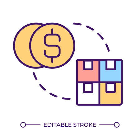 Goods and services RGB color icon. Business process. Selling and buying. Supply and demand. Retail industry. Isolated vector illustration. Simple filled line drawing. Editable strokeのイラスト素材