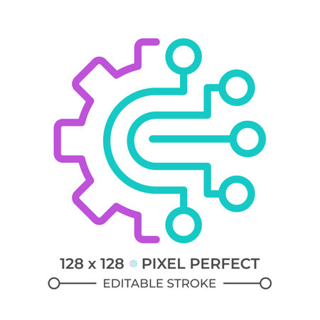 AIOps two color line icon. Artificial intelligence for its operations. Automated process. Machine learning bicolor outline symbol. Duotone linear pictogram. Isolated illustration. Editable strokeのイラスト素材